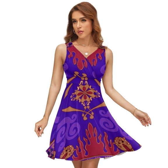 Aladdin's Magic Lamp Dress Fashion Beach Long Dresses Female Party Printed Sundress