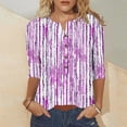thumbnail image 2 of Jsaierl Womens 3/4 Length Sleeve Tops Plus Size Button Up V Neck Shirts Dressy Graphic Petite Blouses Workout Elegant T-shirts Top S-5XL, 2 of 7