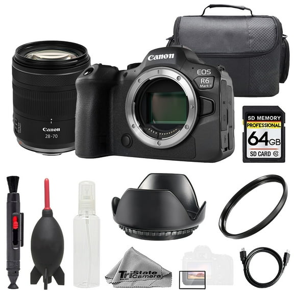 Canon EOS R6 II Camera   RF 28-70mm f/2.8 IS STM Lens  64GB   Bag  UV Filter- Basic Kit (International Version)
