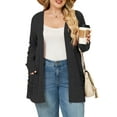 thumbnail image 2 of NISVIYA Women Plus Size Casual Sweaters Dressy Fall Winter Outerwear Coat Sweater Jacket Black, 2 of 7