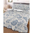 thumbnail image 3 of Quilts Twin Size, Blue Paisley Soft Comforter Bedding Set for Bed, Vintage Boho Flower Botanical Leaf Branch Lightweight Quilted Bedspread with Pillow Cover(2 Pieces) for All Season, 68x86 Inch, 3 of 6