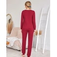 thumbnail image 3 of Ekouaer Womens Jogger Pajama Sets Long Sleeve Sleepwear Round Neck Nightwear Soft Pjs Lounge Sets with Pockets, 3 of 5