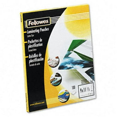 Fellowes  Clear Laminating Pouches  3mm  9 x 11-1/2  100 Pack