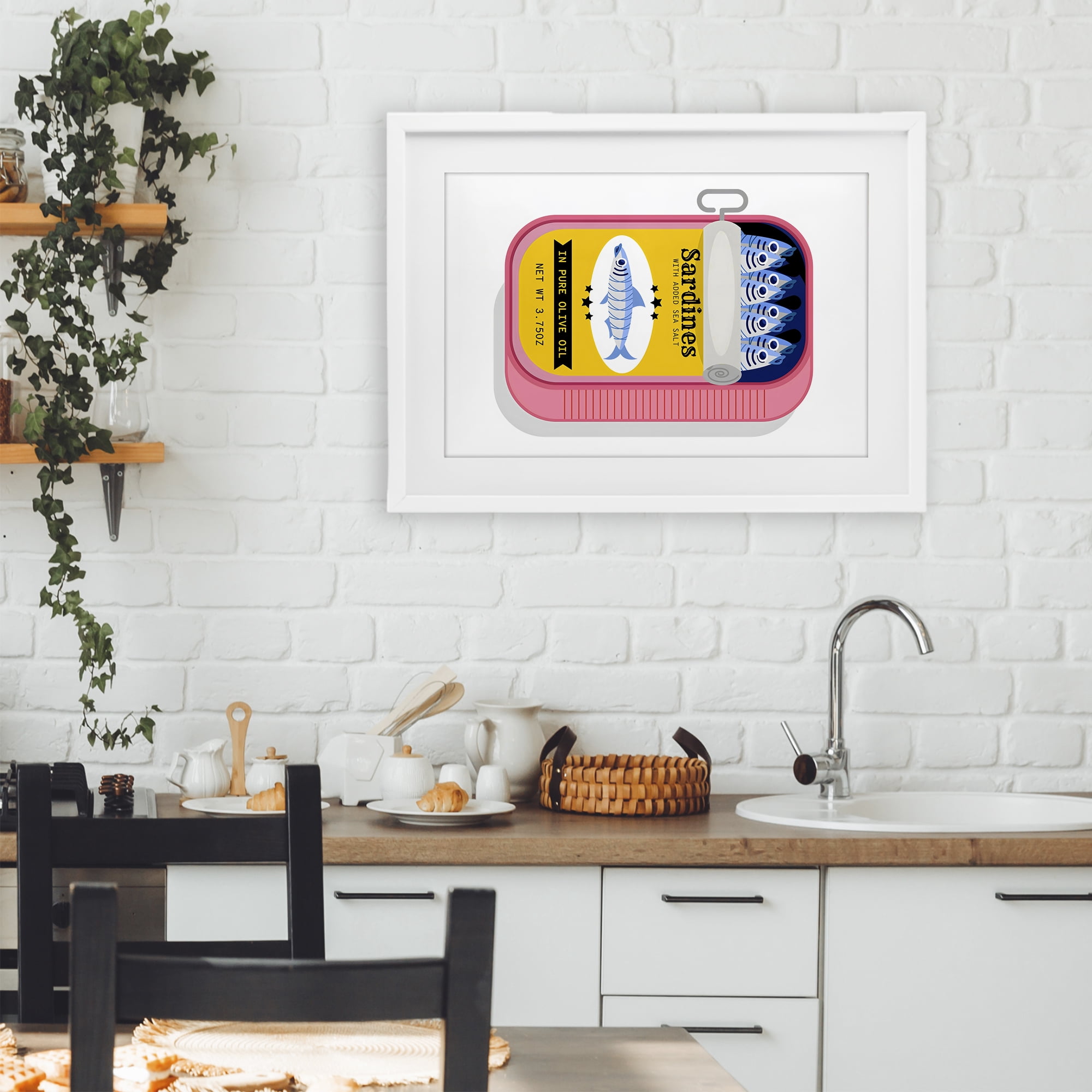 Stupell Industries Retro Can of Sardines White Framed Print Under Glass, design by Creative Studio