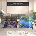 thumbnail image 2 of Red Lantern 3 ft. Short Monet Canvas Folding Screen - Lilies/Garden at Giverny, 2 of 7