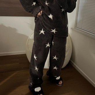 Just Love Women's Plush Pajama Set - Black "I Heart Sleep" Comfy Fleece PJs, Small