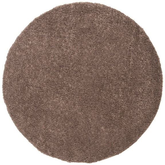 SAFAVIEH August Carlene Solid Plush Shag Area Rug, Taupe, 8'6" x 8'6" Round