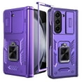 thumbnail image 3 of Elegant Choise Case for Samsung Galaxy Z Fold 5 5G Shockproof Pone Cover with Slide Camera Lens Protector and Ring Stand, Purple, 3 of 20
