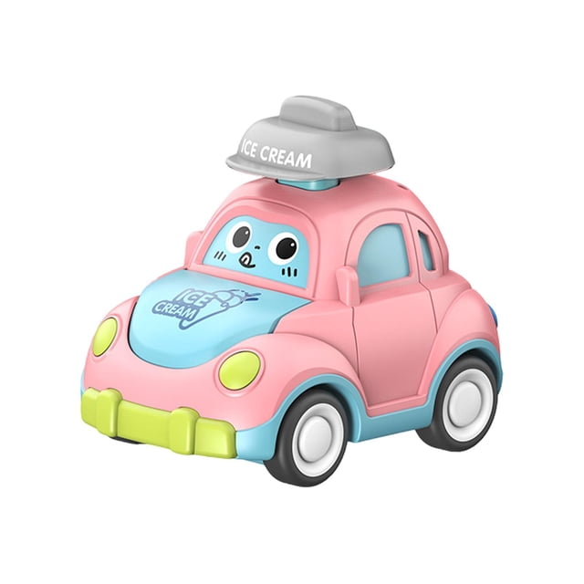 Juguete de coche Press and Go, único, educativo temprano, dibujos animados, coche de fricción de empuje para bebé rosa