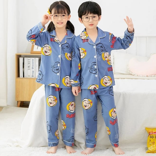 Conjuntos de pijamas para niños de algodón, ropa de casa de dibujos animados para niños, traje informal de manga larga para niñas, conjunto de pijamas de Navidad, ropa de dormir 2023