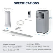 Costway 10000 BTU (6000 BTU DOE) 350 sq ft Portable Air Conditioner, Gray