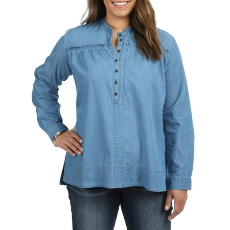 - Women's Plus Long Sleeve Peasant Shirt
