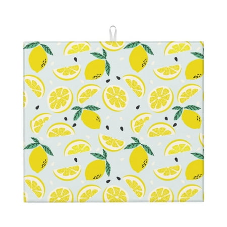 

Dish Drying Mats for Kitchen Counter - Lemon leaves 16x18In Anti-Slip Absorbent Microfiber Drying Mat for Kitchen Counter Mat Dish Rack Mat with Hanging Loop