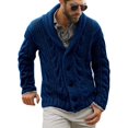thumbnail image 1 of Mens Cable Knit Cardigan Sweater Shawl Collar Loose Fit Long Sleeve Casual Cardigans, 1 of 5