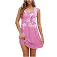thumbnail image 2 of JTZGDY Womens Summer Dresses Vintage Floral Print Sleeveless Scoop Neck Graphic Tank Dress Loose Fit Casual Graphic T-Shirts Dress Trendy Flowy Beach Sundress with Pockets Hot Pink M, 2 of 7