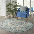 thumbnail image 3 of 5â€™ Round Light Blue and Ivory Distressed Area Rug, 3 of 7
