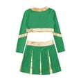 thumbnail image 4 of Alvivi Girls Cheer Uniform Long Sleeve Crop Top with Skirt Halloween Cheerleading Dance Outfits Green 10, 4 of 5