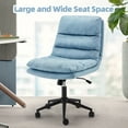 thumbnail image 4 of AECOJOY Desk Chair with Back, Adjustable Height Office Chair with Wheels Armless Vanity Chair Linen Fabric Swivel Chair for Office, Home, Blue, 4 of 9