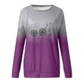 thumbnail image 3 of Odeerbi Womens Tops Raglan Sleeve Blouses Round Neck Casual Print Gradient Raglan T-Shirt Top Purple, 3 of 4