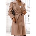 thumbnail image 3 of LinYooLi Women's Notch Lapel Wrap Coat Winter Casual Wool Blend Overcoat Mid-Length Coat with Blet, 3 of 5