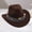 Coffee, variant on Women's Western Cowboy Hat With Fringe & Turquoise, Bohemian Felt Fedora Sun Hat, Wide Brim Adjustable Vintage Hat For Music Festival Outdoor Daily Wear Black One Size