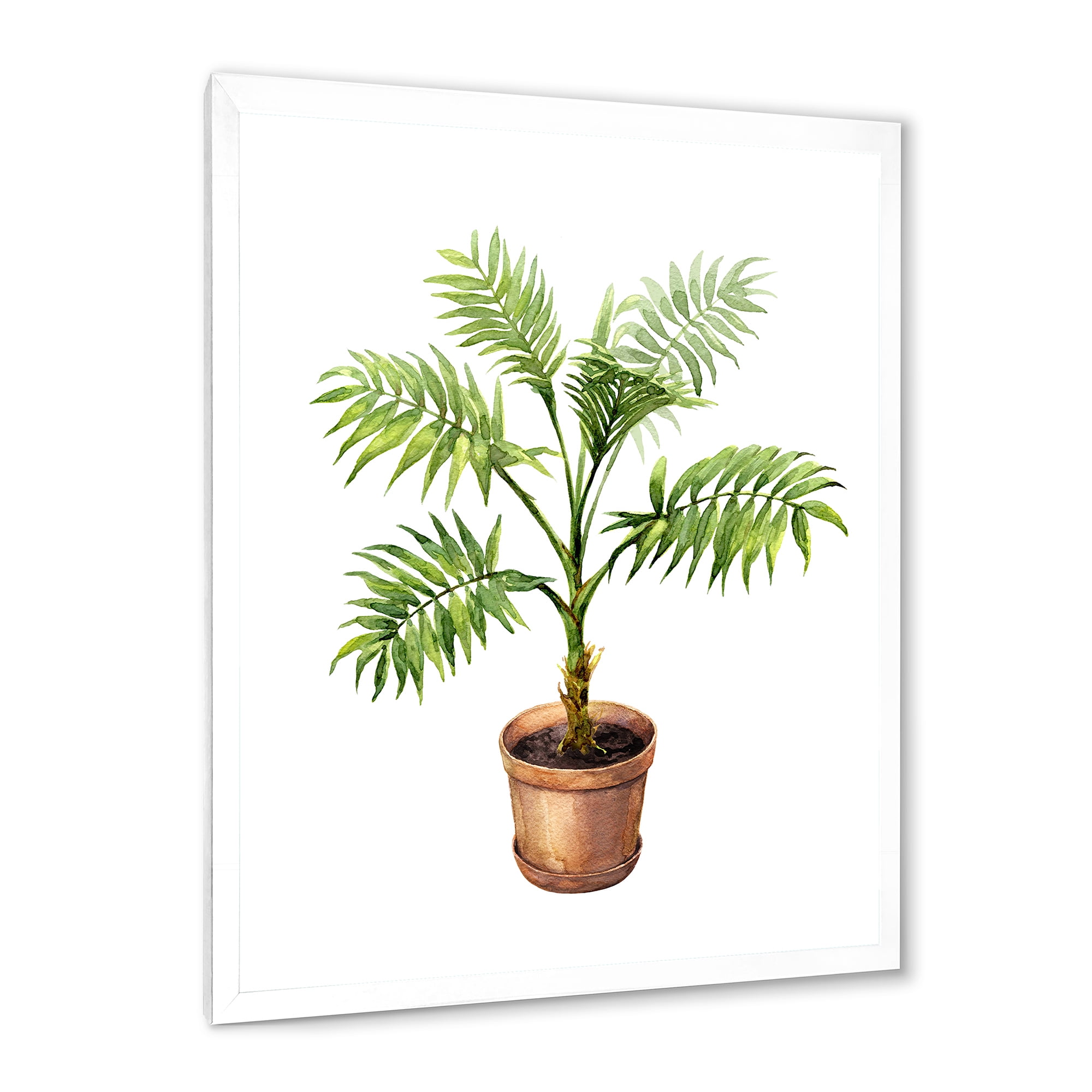 Designart 'Palm Plant In Clay Flowerpot' Traditional Framed Art Print