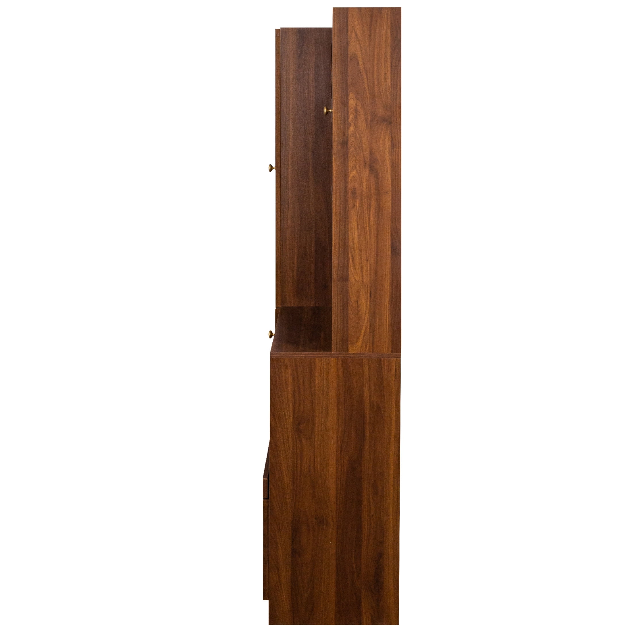 Noble House Oprah Farmhouse Kitchen Pantry Cabinet with Doors & 7-Tier Shelf, Coffee Bar Storage Buffet, Walnut