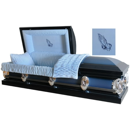 Steel Casket - Overnight Caskets, Funeral Casket, Praying Hands Spruce Blue