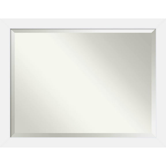 Amanti Art Beveled Wood Bathroom Wall Mirror - Corvino White Frame - Outer Size: 45 x 35 in