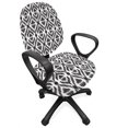 thumbnail image 1 of Tribal Office Chair Slipcover, Abstract Sketchy Like Rectangulars Composed with Stripes and Circles Design, Protective Stretch Decorative Fabric Cover, Standard Size, Black and White, by Ambesonne, 1 of 5