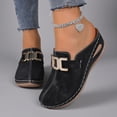 thumbnail image 5 of Rokment Womens Buckles Orthotic Clogs with Arch Support Trendy Casual Suede Closed Toe Platform Wedges Mid Heels Mules Backless Sandals for Ladies Summer Fall Black Size 6, 5 of 9