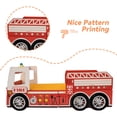 thumbnail image 3 of BFJDM Twin Size Fire Truck Bed for Kids - Red Wooden Platform Frame with LED Lights, Wheels & Slat Support ,No Box Spring Needed, 3 of 9