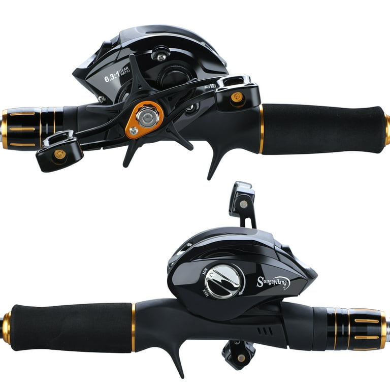 Sougayilang 7'10'' Black Baitcaster Fishing Rod and Reel Combo - Low  Profile Baitcasting Fishing Reel