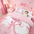 thumbnail image 3 of meiyoeat Dreamy Princess Bowknot Bedding,Pink Personalized Monogram K Gift Duvet Cover Full For Girl,Pink Reversible,3-Piece,1 Duvet Cover and 2 Pillowcases, 3 of 6