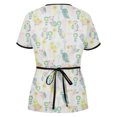 thumbnail image 3 of Lolmot Women's Mock-Wrap Scrub Tops Cute Cartoon Pattern Medical Working Uniform Breatheble Short Sleeve V-Neck T Shirt Tunics Floral Blouse Nursing Tops With Pockets on Clearance, 3 of 3