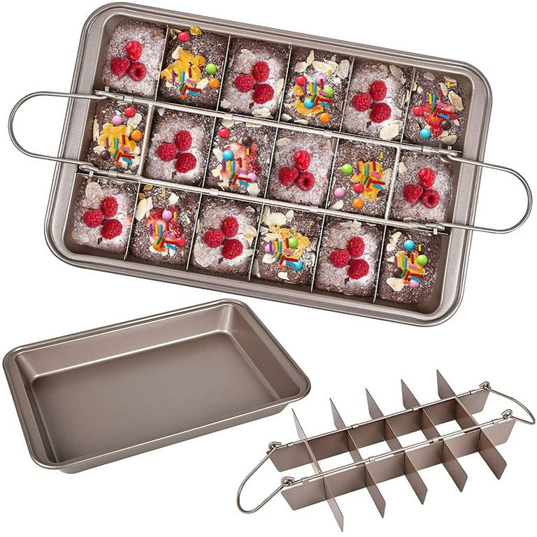 Homgreen Brownie Pan with Dividers Baking Tray All Edges-Only