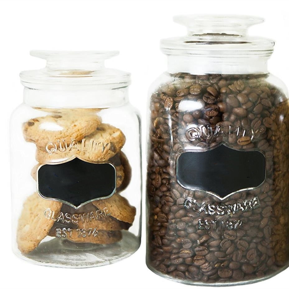 Airtight Glass Jars Set of 3, Round Clear Food,Cookie Storage Containers