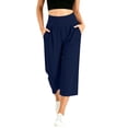 thumbnail image 2 of Jopfuhed Women's Wide Leg Yoga Pants Elastic High Waist Tummy Control Capri Pants with Pockets Side Flowy Gym Workout Jogging Pants,Sizes S-3XL, 2 of 9