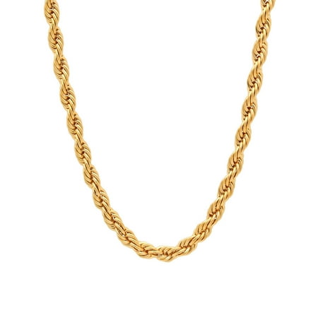 Men’s Gold-Tone Stainless Steel Rope Chain Necklace, 24-Inches