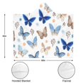 thumbnail image 3 of Wearable Blanket,White Blue Butterfly Flower Pattern Hooded Wearable Flannel Blanket for Adults & Teens,Winter Poncho Shawl Wrap Cape Cozy Anti-Pill,50"x60", 3 of 5
