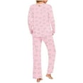 thumbnail image 4 of CLOISE Women Pjs Sets 2-Piece Cozy Long Sleeve Sleepwear Tees and Comfy Lounge Pants with Pockets Pjs Sets Comfort Pleated Heart Printed Trendy Loungewear, 4 of 6