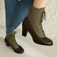 thumbnail image 3 of NECHOLOGY Botas Mujer Adulto Femenino Zapatos Botines mujer Botas de mujer de tamaño de comercio exterior, botas de tacón medio con cordones a juego de colores para otoño e invierno (Brown, 7.5), 3 of 7