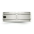 thumbnail image 3 of Stainless Steel Polished w/Black CZ 8mm Grooved Band, 3 of 8