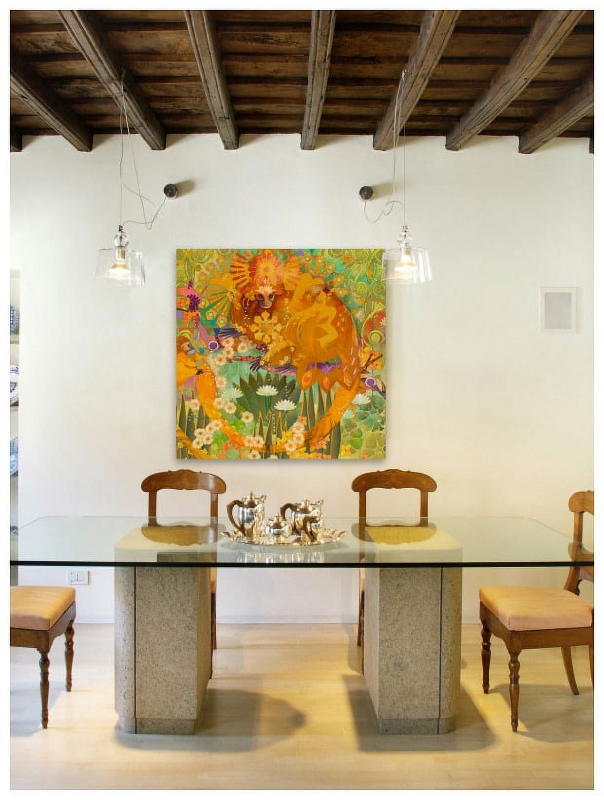 "Happy Golden Lion Tamarins" Painting Print on Wrapped Canvas