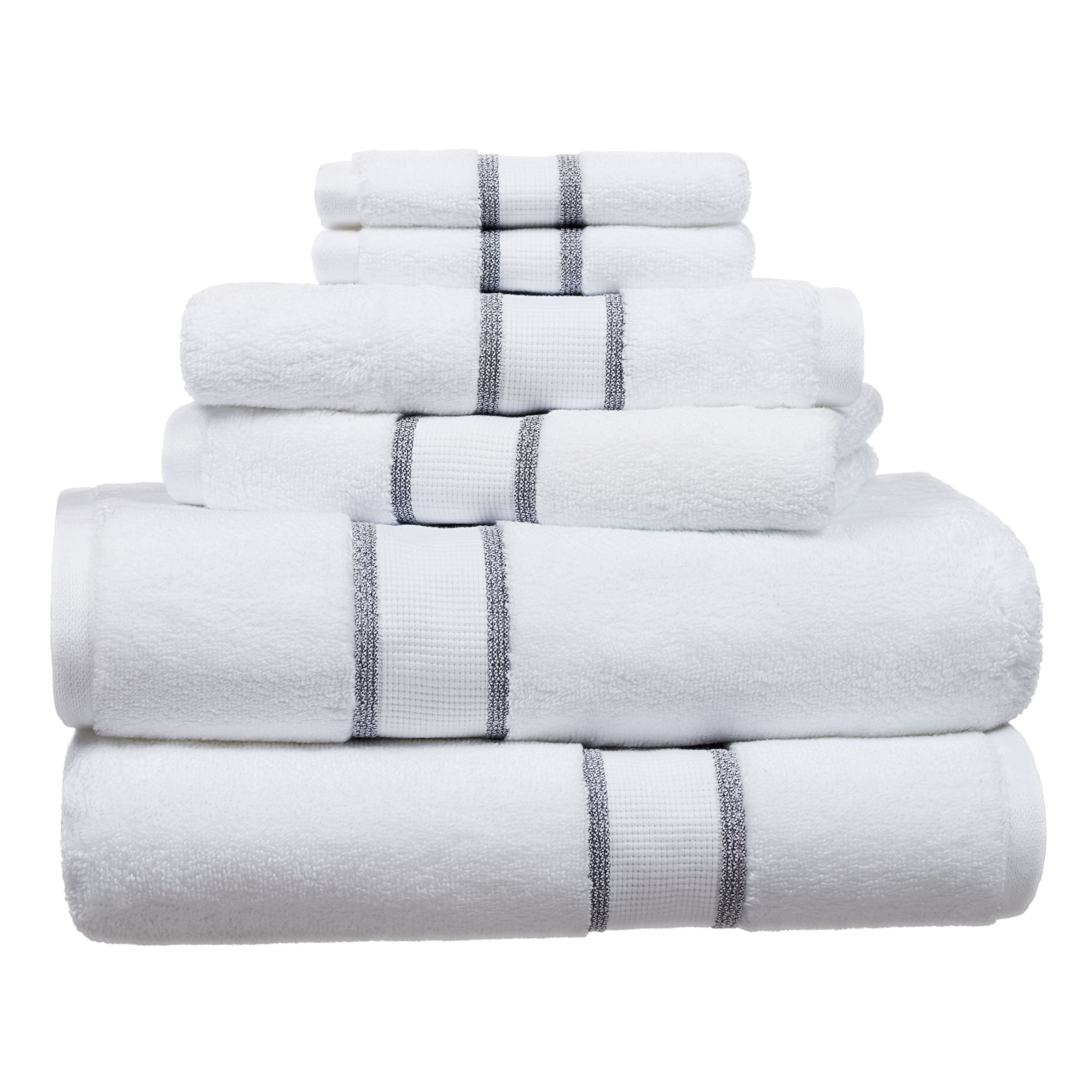 Hotel Style 6-Piece Egyptian Cotton Striped Bath Coordinate Towel Set ...