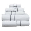 Hotel Style 6-Piece Egyptian Cotton Striped Bath Coordinate Towel Set, Charcoal Sky
