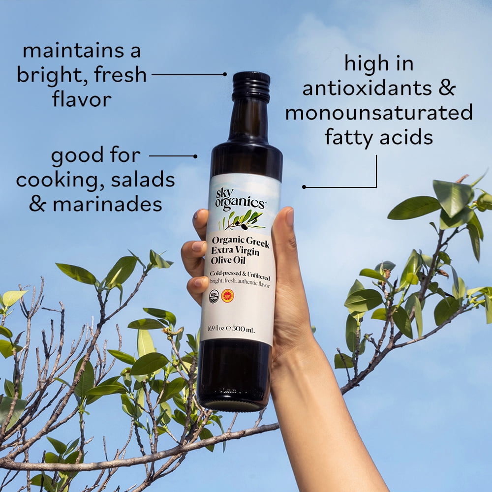 (3 pack) Sky Organics Organic Greek Extra Virgin Olive Oil for Cooking, 16.9 fl oz