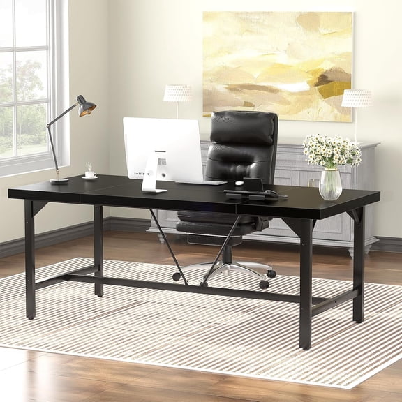 Homieasy 63 Inch Computer Desk, Sturdy Large Office Desk, Premium 2 Person Long Desks, Super Thick Study Writing Gaming Table, Modern Computer Table, Easy to Assemble, Black