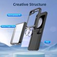 thumbnail image 6 of Elegant Choise Case with Screen Protector for Samsung Galaxy Z Flip 5 5G Clear Plating Rugged Phone Cover with Ring Holder, Black, 6 of 14