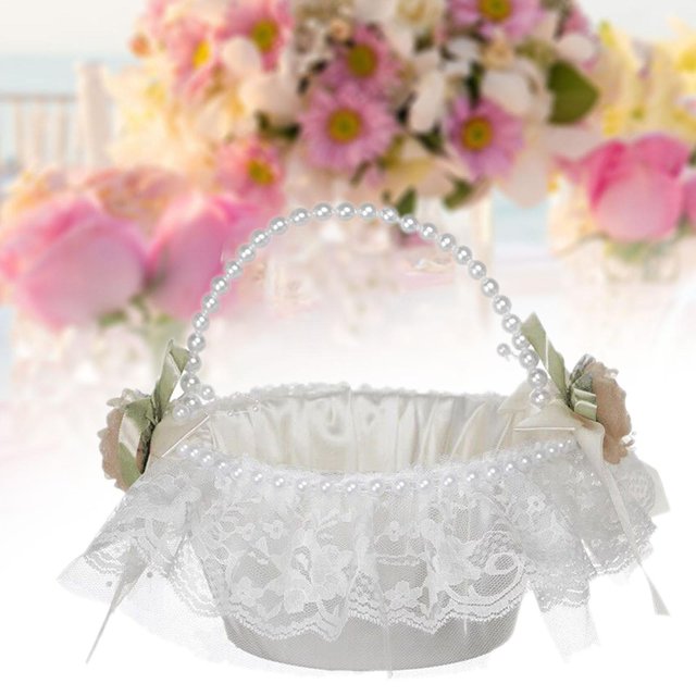 Cesta de flores de boda Cesta de almacenamiento de Dulces de frutas Decoraciones Cesta de niña de flores para celebraciones Iglesia Boda perfecl Cesta de boda
